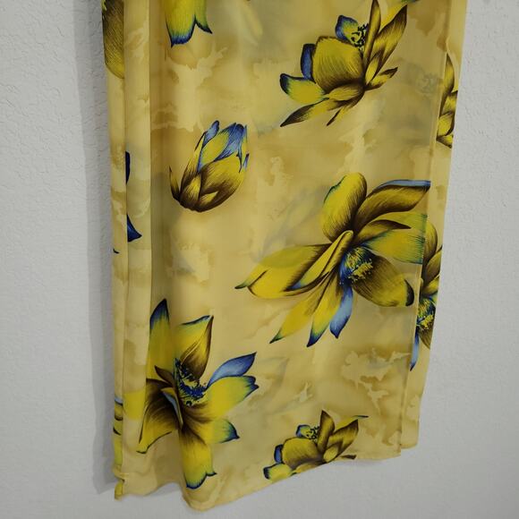 Rikki J Vintage Midi Skirt Womens Size Small Yellow Floral Summer Floral… - Picture 11 of 13